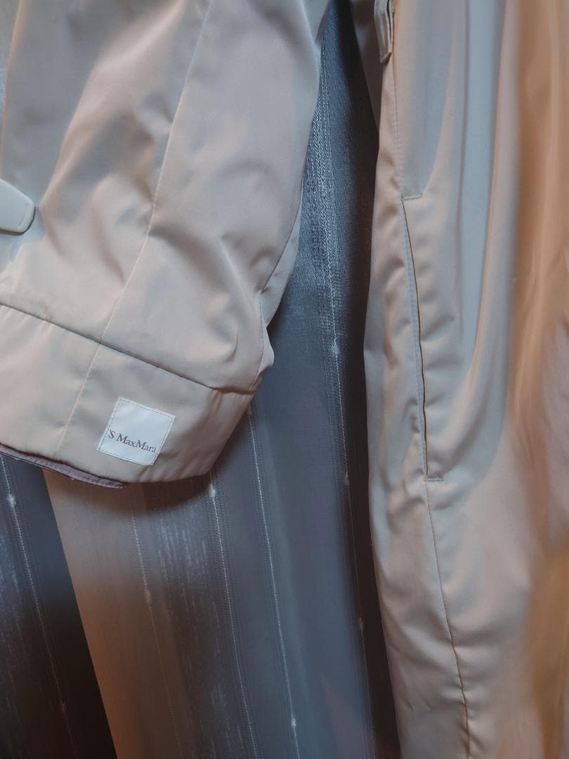 美品☆SMaxMara☆リバーシブル薄紫ビジューフードタフタコート☆４０