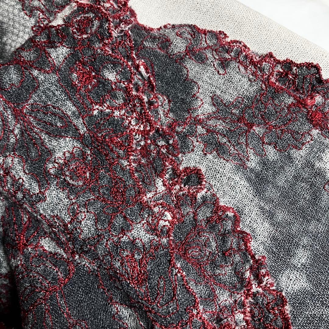 ファリエロサルティ シルク混 ストール ショール 花柄 刺繍 保存袋付き