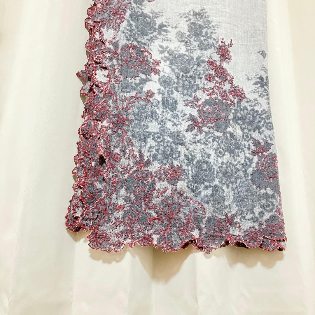 ファリエロサルティ シルク混 ストール ショール 花柄 刺繍 保存袋付き