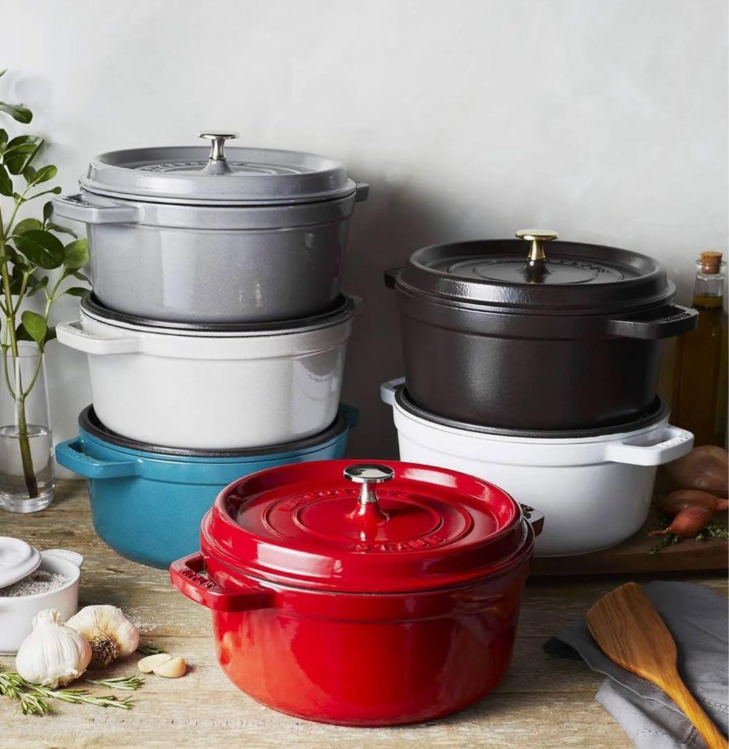 ミトン付❣️ STAUB ストウブ シャロー ココット 26cm ブラック 両手鍋