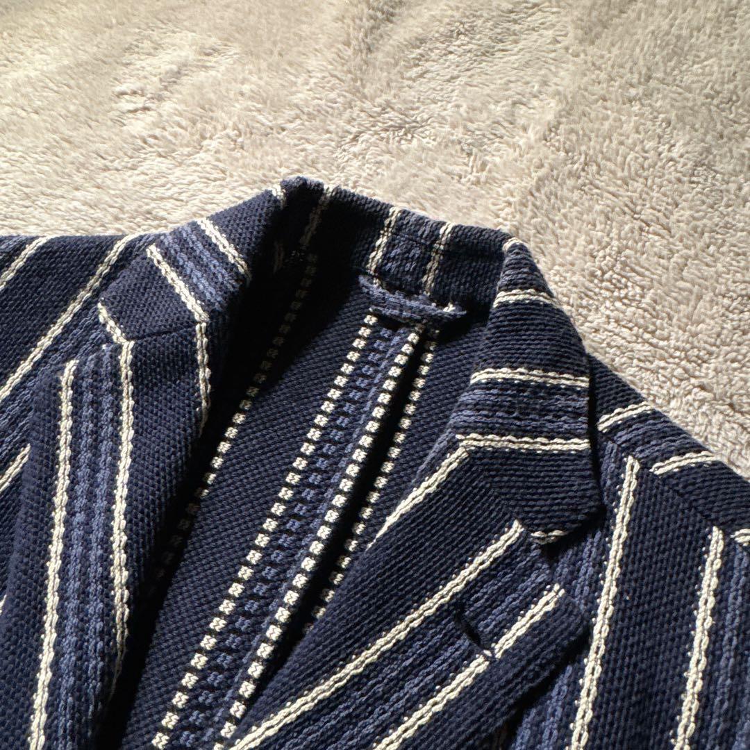 altea コットンニット ジャケット 48 L ネイビー ストライプ