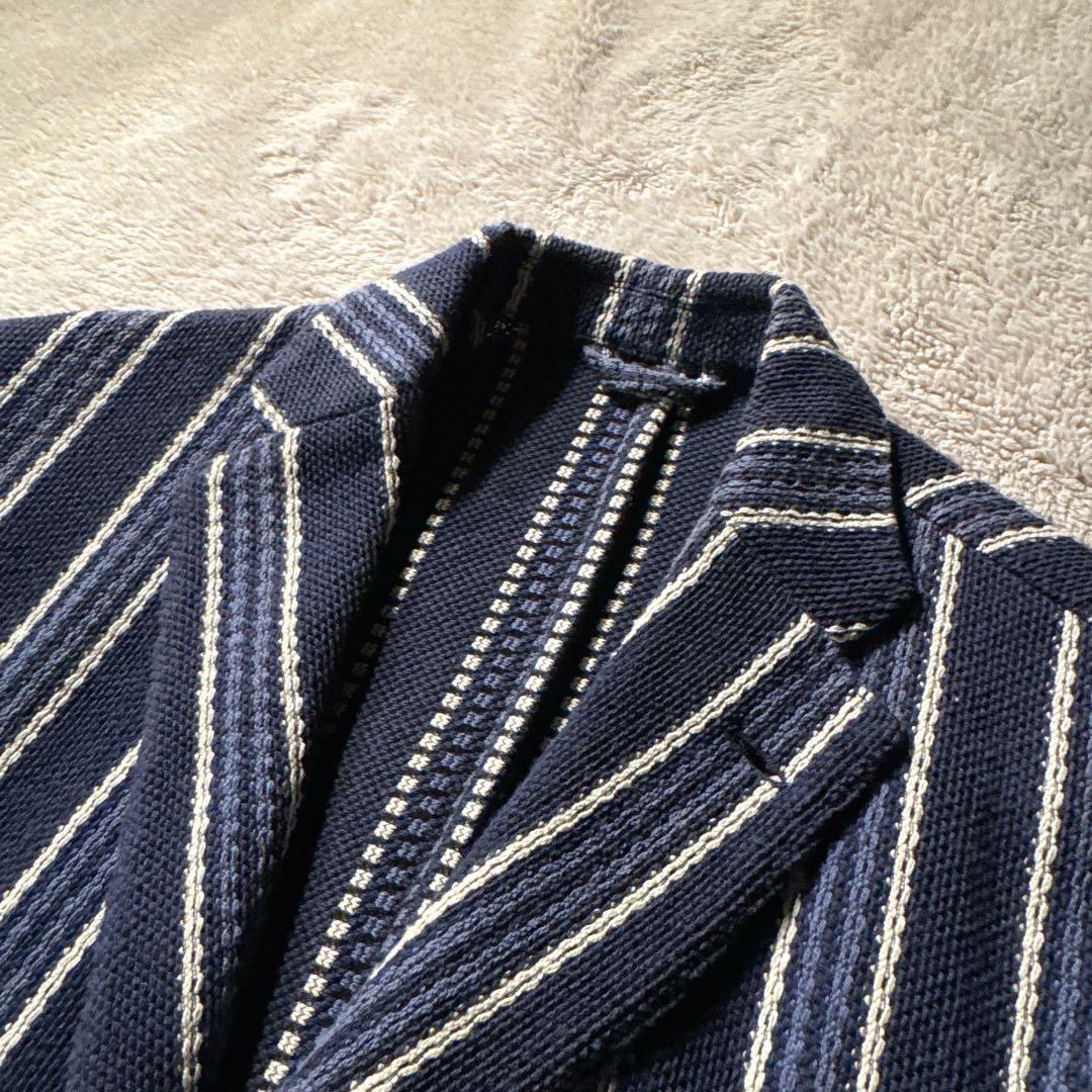 altea コットンニット ジャケット 48 L ネイビー ストライプ