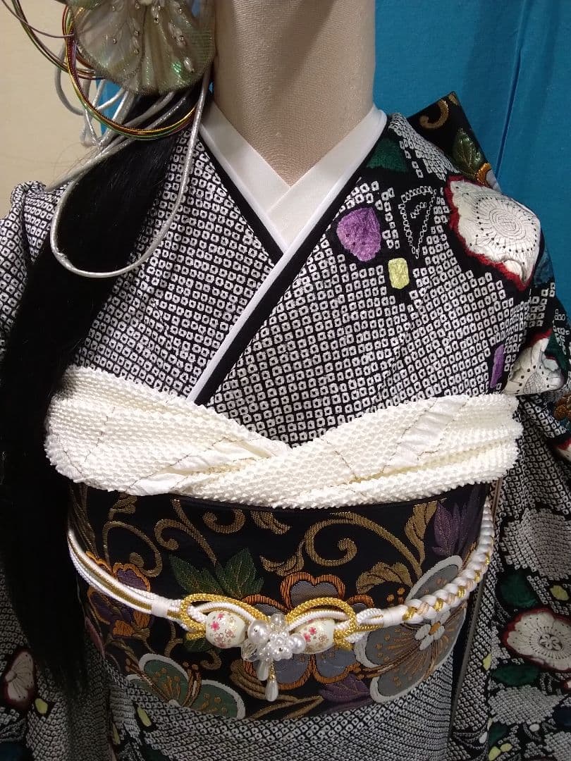 振袖フルセット、高級総絞り辻が花、成人式、重ね衿、帯揚げ帯締め、膨れ織袋帯、襦袢