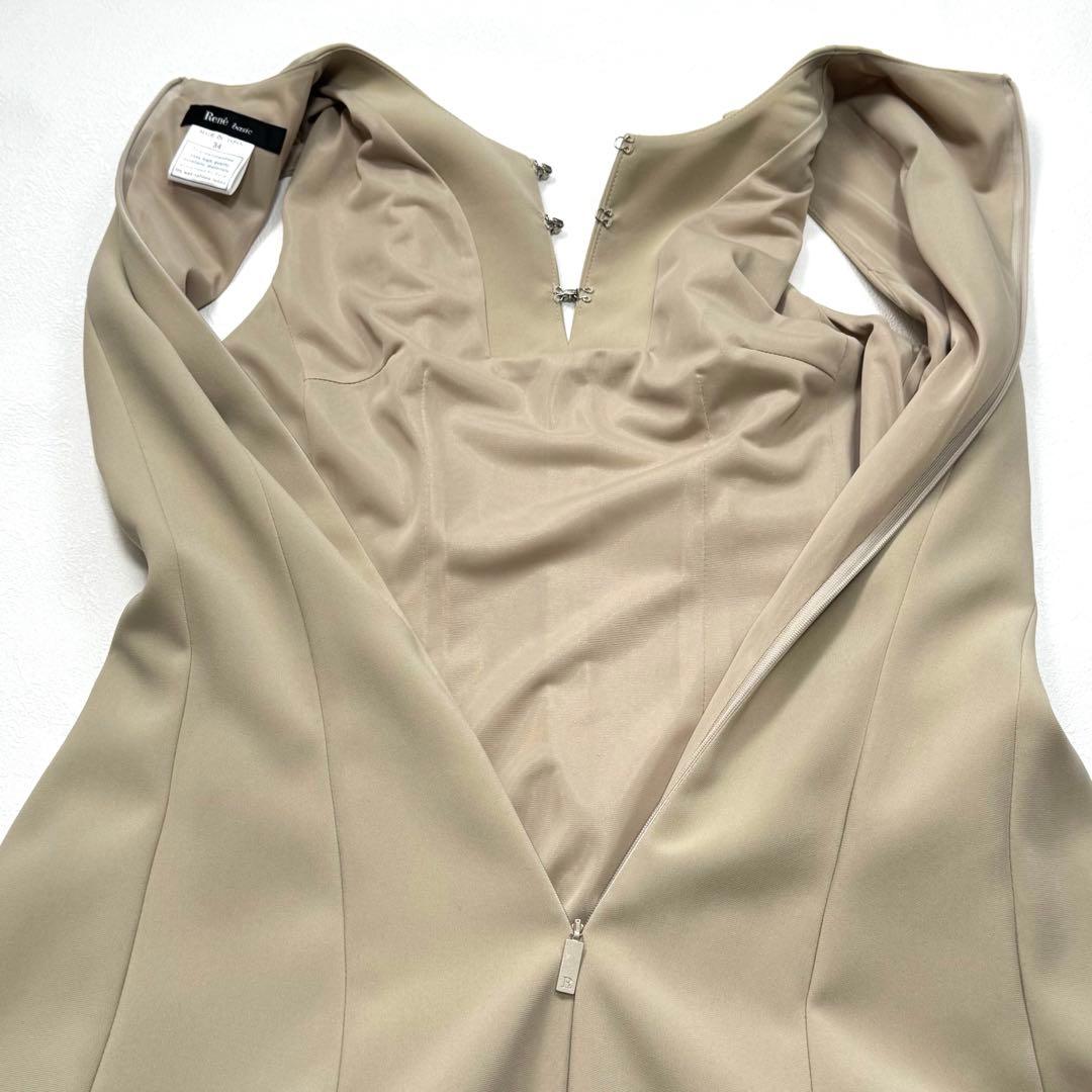 René basic フレア 大人 ワンピース 34 美シルエット ベージュ