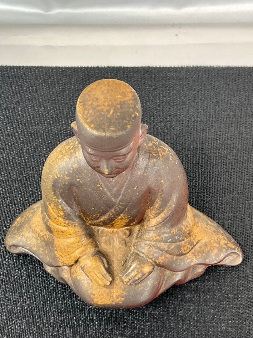 備前焼　陶峰 茶人 千利休像 昭和レトロ247