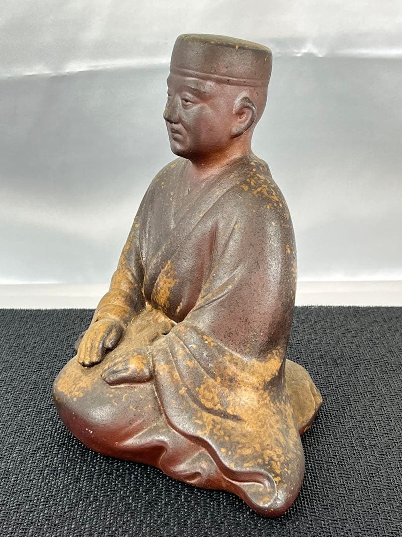 備前焼　陶峰 茶人 千利休像 昭和レトロ247