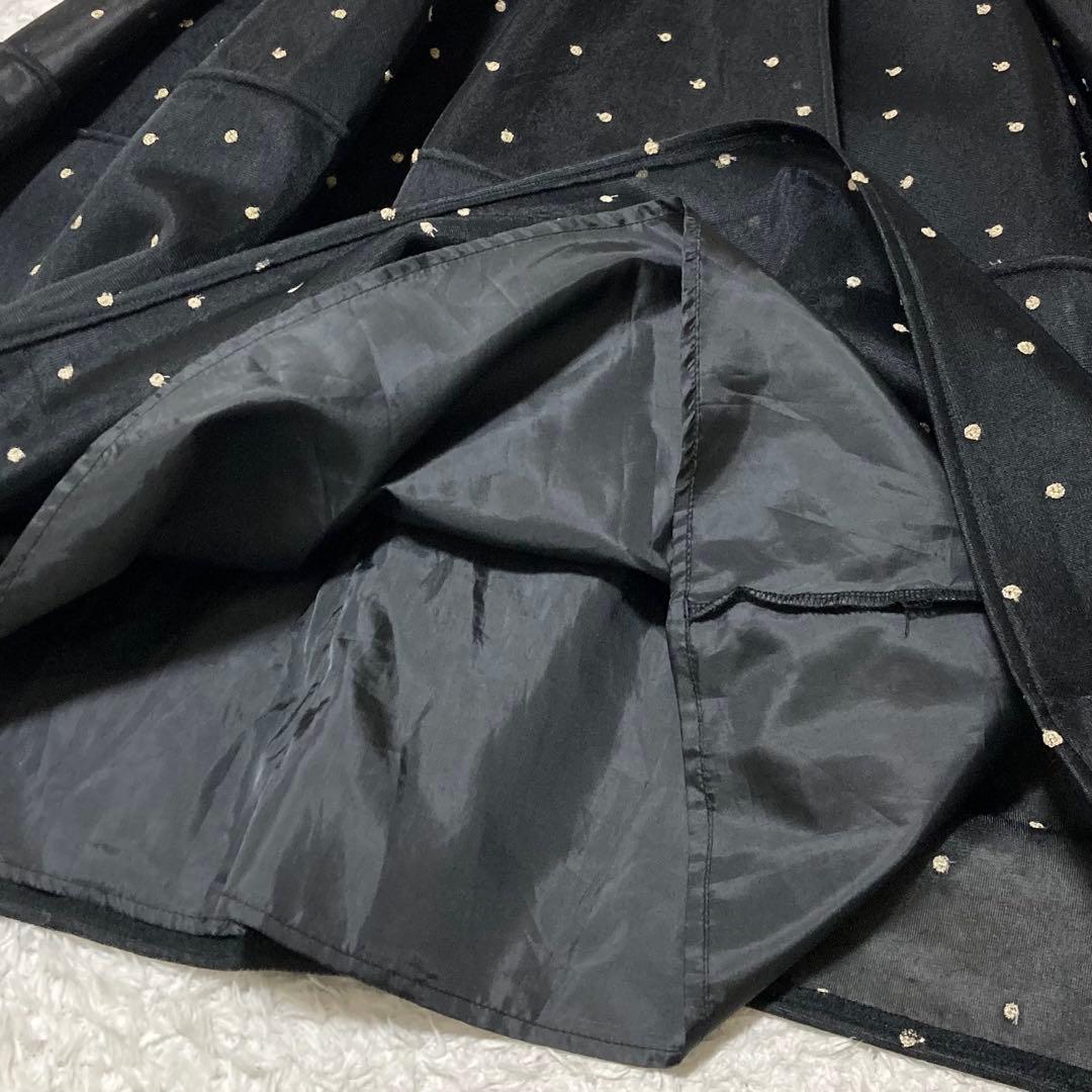 美品♡ MACHATT シアーダンボールドットスカート フレア ロング 黒