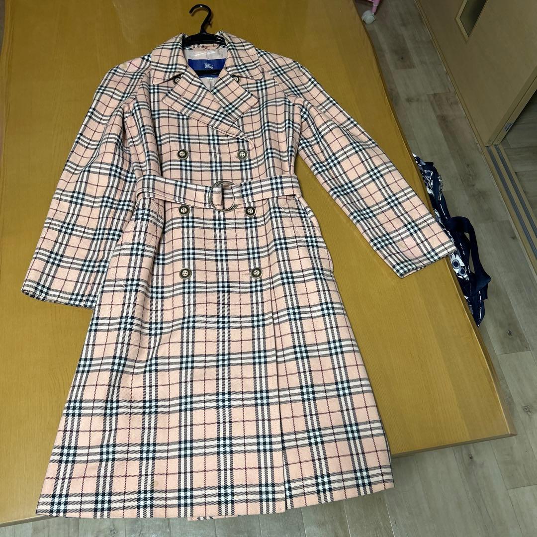 フ*p様 希少Burberryブルーレーベル　ピンク色ノバチェック柄トレンチコー