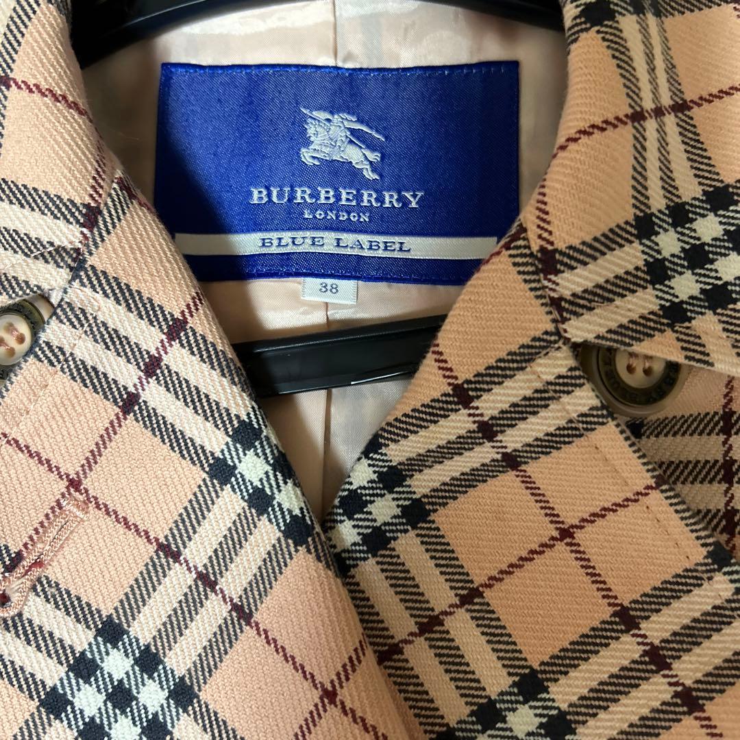 フ*p様 希少Burberryブルーレーベル　ピンク色ノバチェック柄トレンチコー
