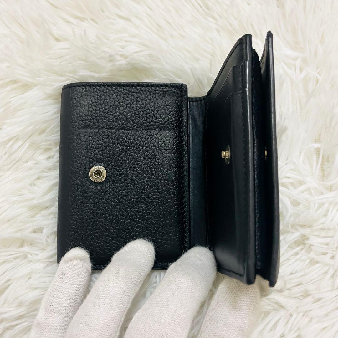 極美✨付属完備✨ロエベ 三つ折り財布 トライフォールド レザー ブラック 現行