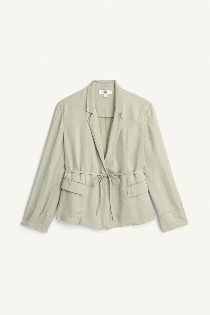 新品 ZARA LIMITED EDITION 流れるようなブレザー 緑色 M