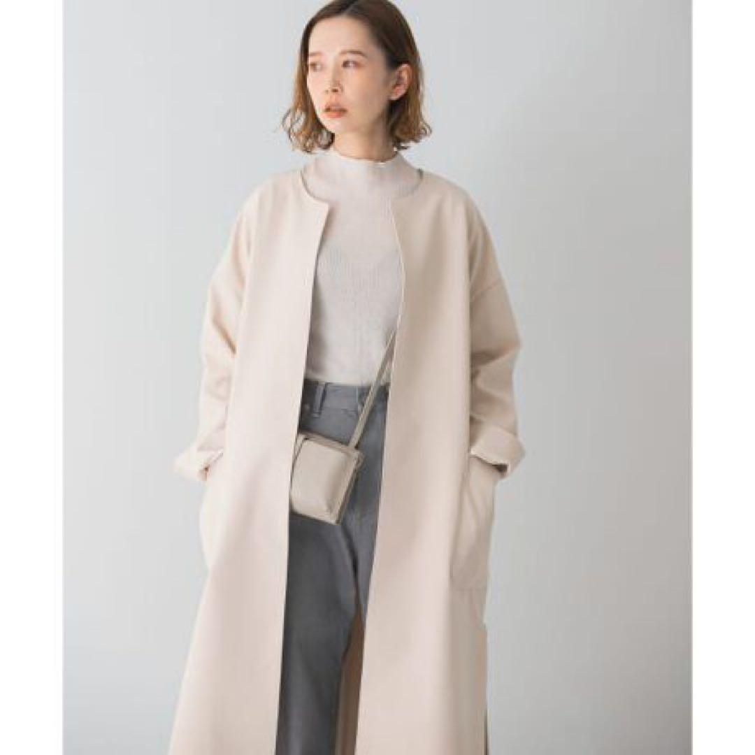 【美品】アーバンリサーチ ROSSO ソフトダブルクロスノーカラーコート ベルト