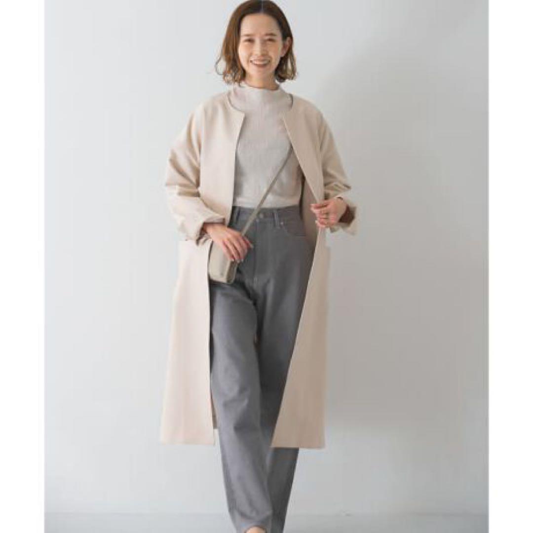 【美品】アーバンリサーチ ROSSO ソフトダブルクロスノーカラーコート ベルト