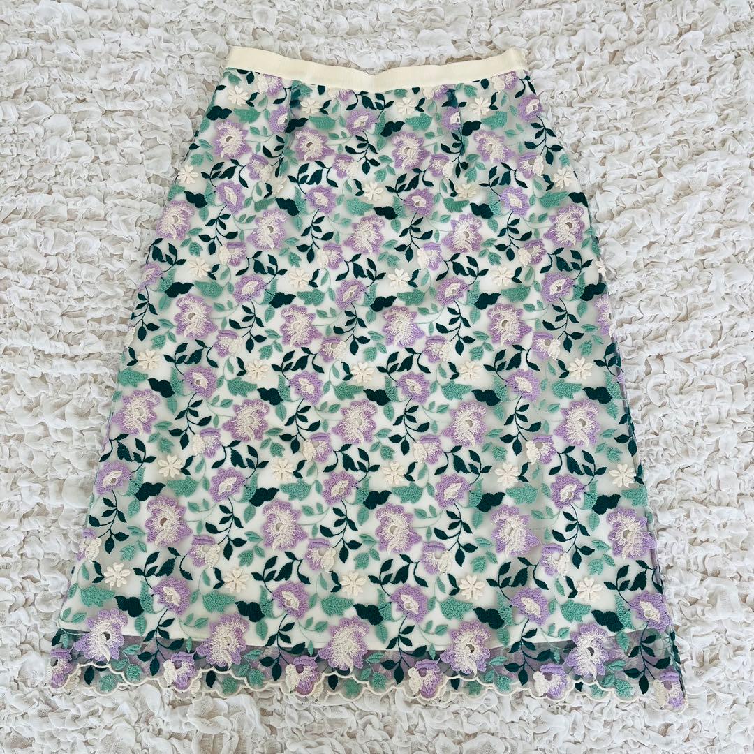 ANAYI アナイ チュールツートンフラワー カーディガンのみ 刺繍