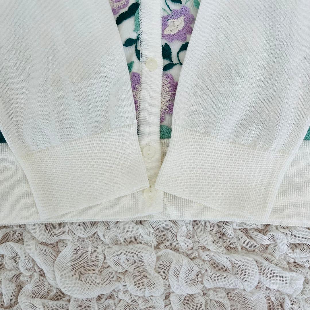 ANAYI アナイ チュールツートンフラワー カーディガンのみ 刺繍