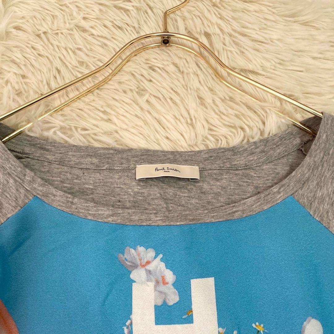 Paul Smith プリントTシャツ グレー M カジュアル 花 写真 ロゴ