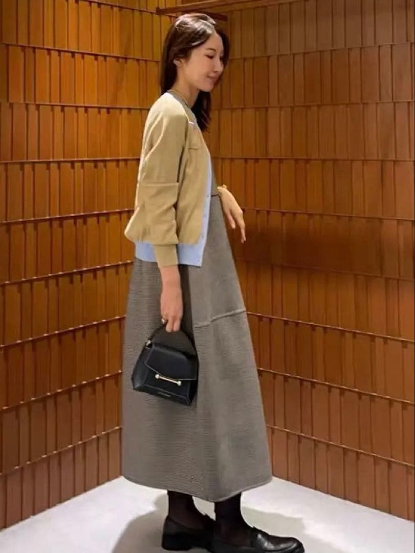 未使用品、CABaN コットンカシミヤ クルーネックカーディガン ベージュ42番
