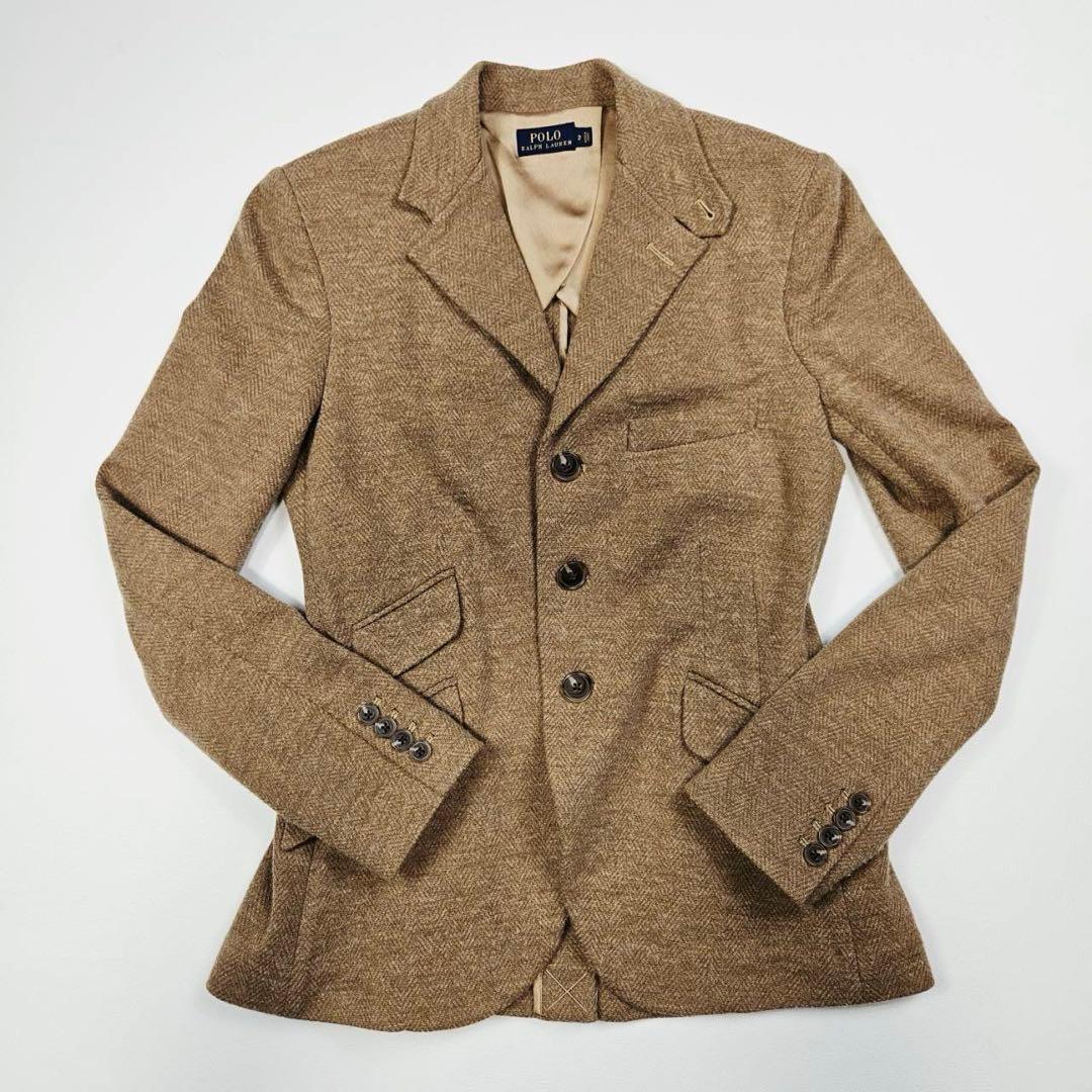 POLORALPHLAUREN テーラードジャケット　ヘリンボーンコットンウール