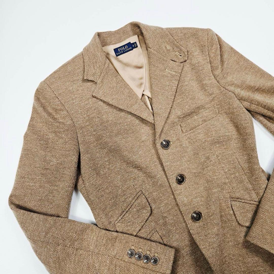 POLORALPHLAUREN テーラードジャケット　ヘリンボーンコットンウール