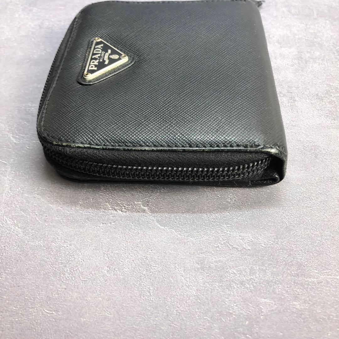 PRADA プラダ サフィアーノレザー 三角ロゴ コンパクトジップ 二つ折り財布