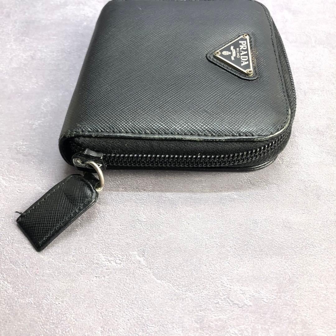 PRADA プラダ サフィアーノレザー 三角ロゴ コンパクトジップ 二つ折り財布