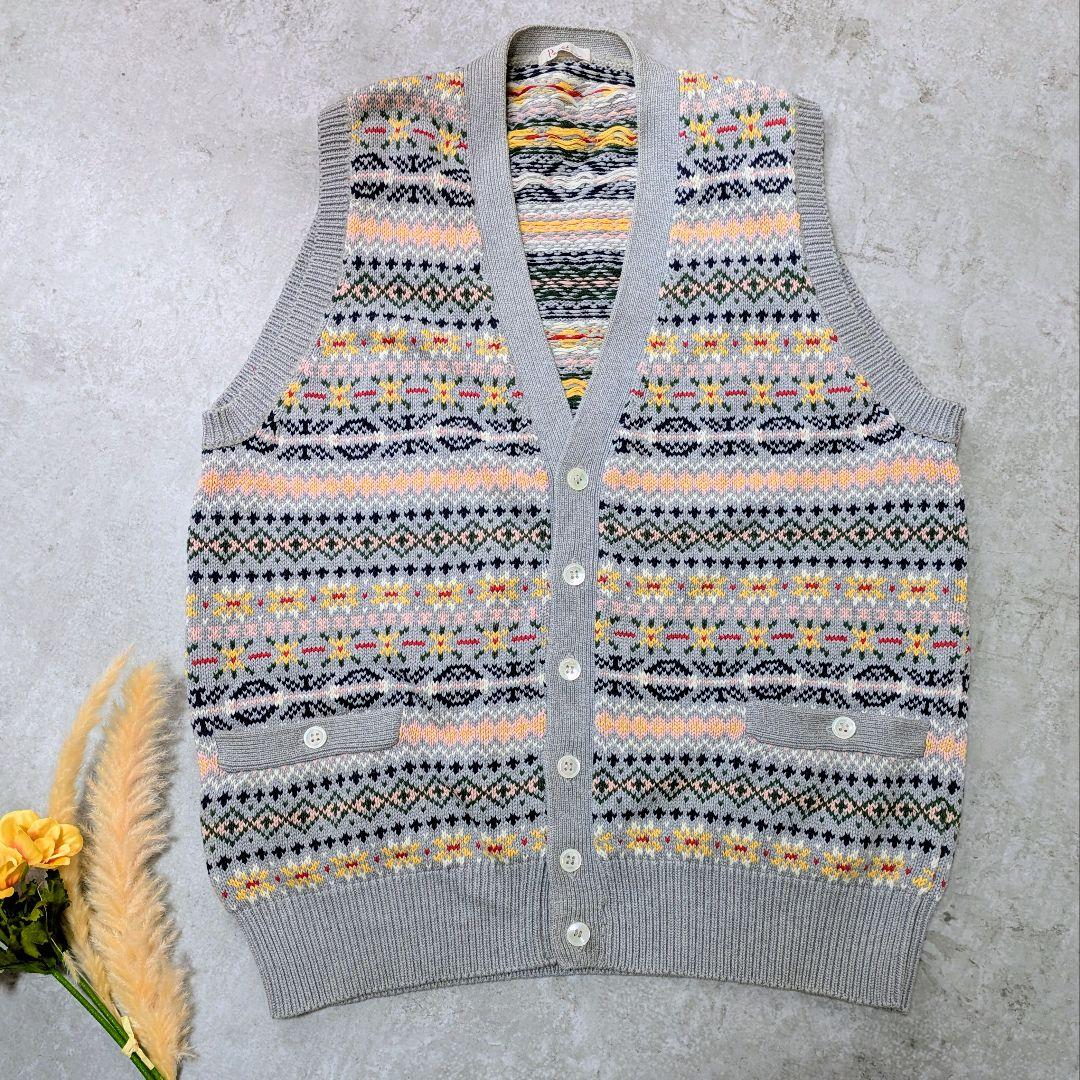 フェアアイル　PAPAS ベスト M　シェルボタン　Vカット　ハンドメイド