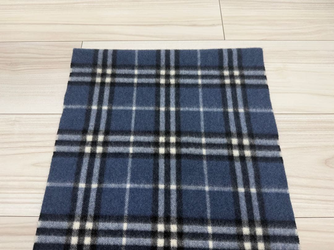 バーバリー　マフラー　カシミヤ　ブルー系　ノバチェック　約134cm×約31cm