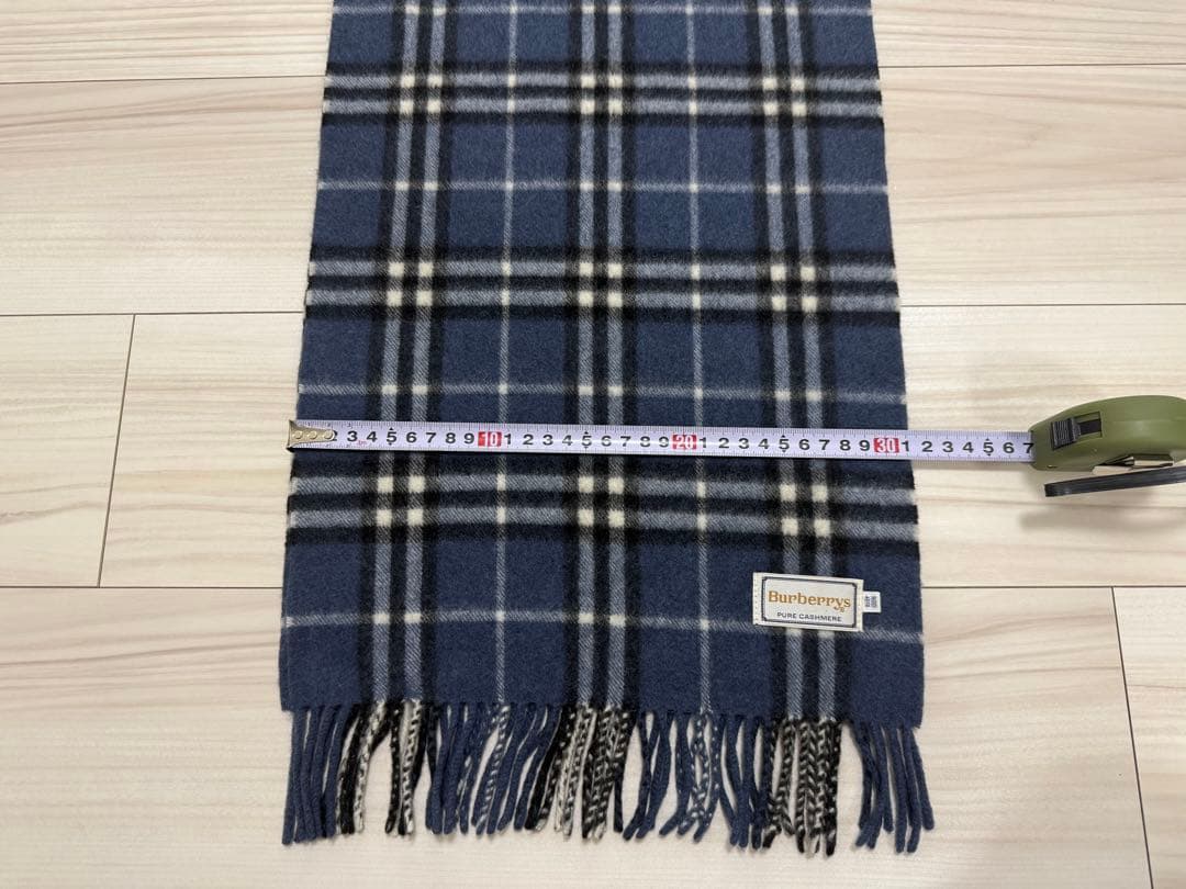 バーバリー　マフラー　カシミヤ　ブルー系　ノバチェック　約134cm×約31cm