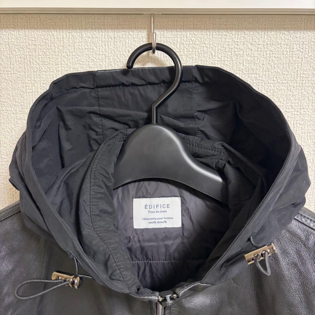 エディフィス LEATHER レザー MEMORYフードブルゾン