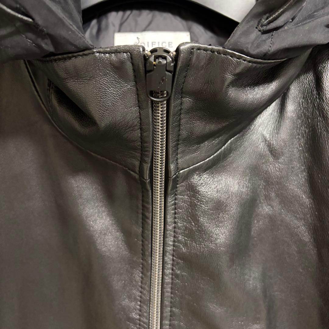 エディフィス LEATHER レザー MEMORYフードブルゾン