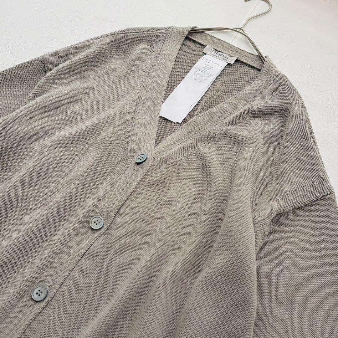 S MaxMara 23SS コットンカーディガン リブニット　グレー　XL相当