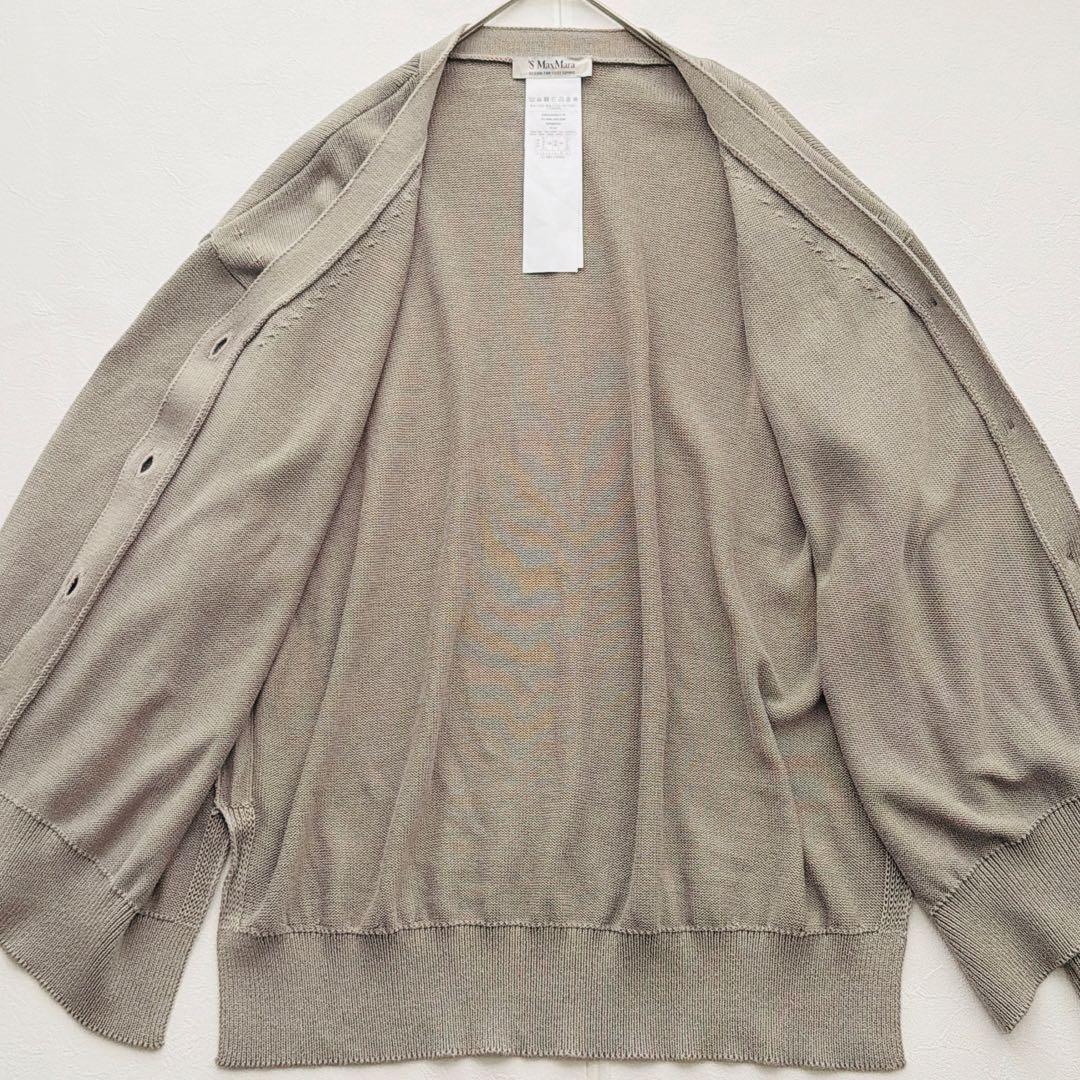 S MaxMara 23SS コットンカーディガン リブニット　グレー　XL相当