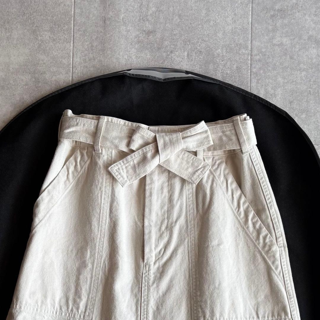 美品✨MHL コットン ベイカー スカート ベルト付 アイボリー Ⅱ