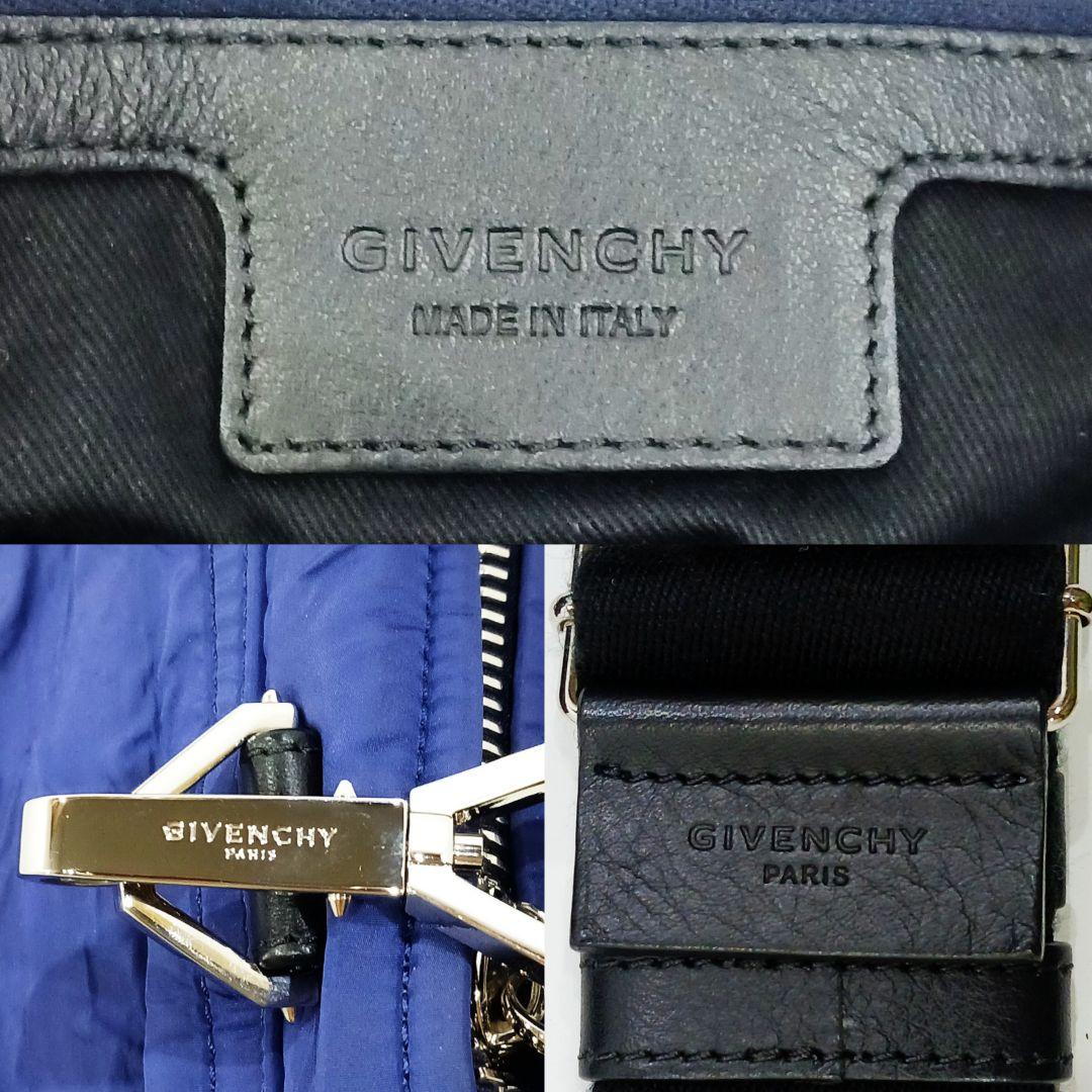 【極美品】ジバンシィ パンドラ 2way シワ加工 レザー×ナイロン A4可 紺