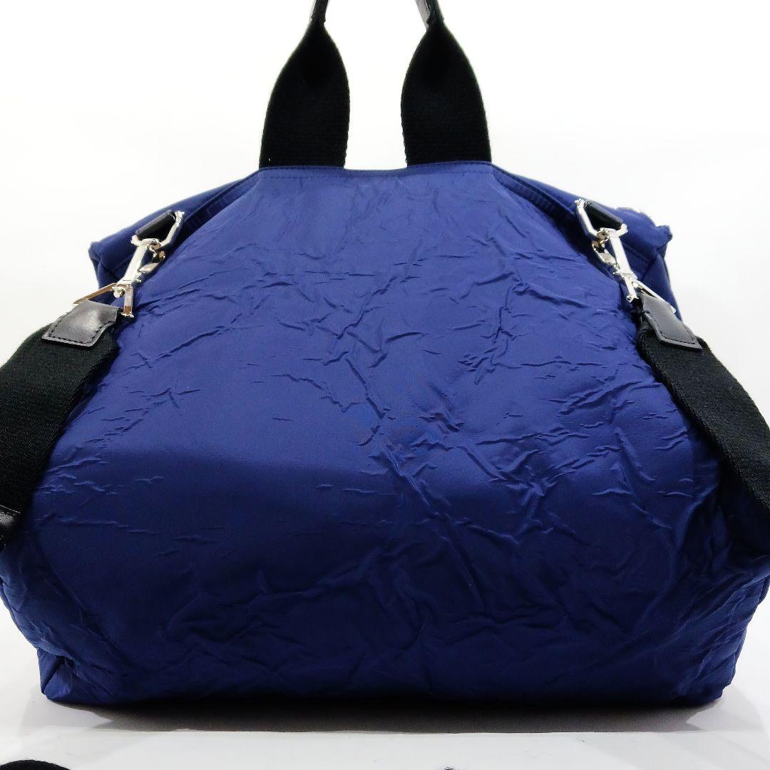 【極美品】ジバンシィ パンドラ 2way シワ加工 レザー×ナイロン A4可 紺