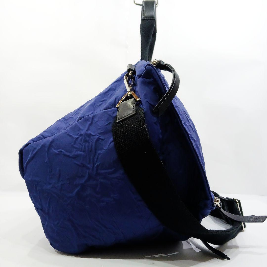 【極美品】ジバンシィ パンドラ 2way シワ加工 レザー×ナイロン A4可 紺