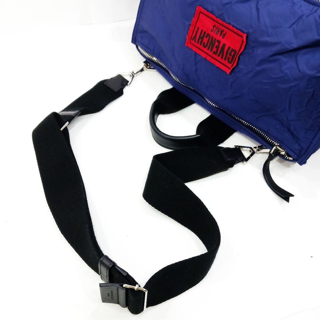 【極美品】ジバンシィ パンドラ 2way シワ加工 レザー×ナイロン A4可 紺