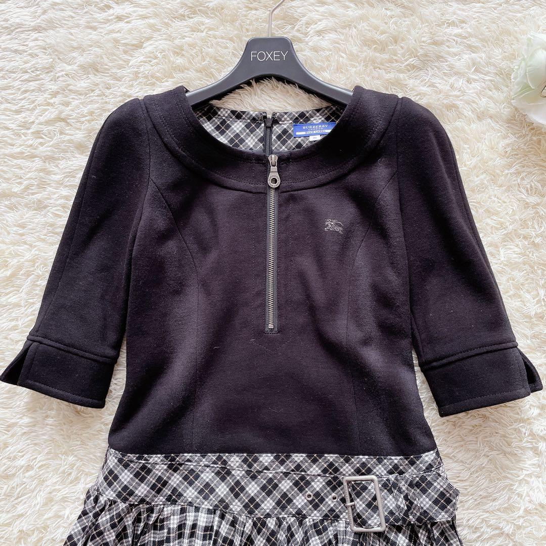 美品✨ バーバリーブルーレーベル ホースロゴ刺繍 チェック ドッキングワンピース