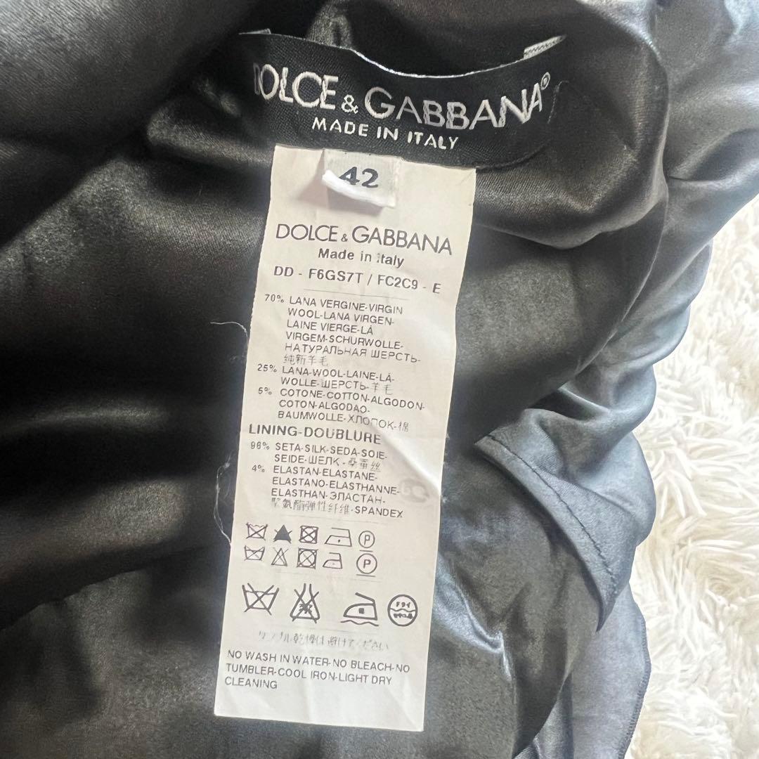 【良品】DOLCE&GABBANA ツイードレースワンピース グレー 42 L