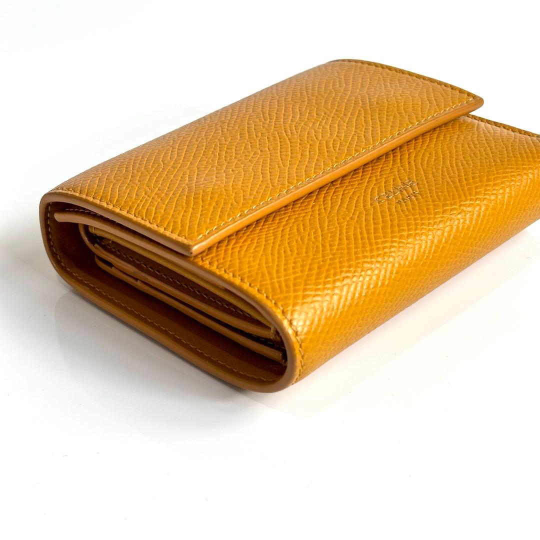 美品 セリーヌ スモール トリフォールド ウォレット 三つ折り財布 イエロー