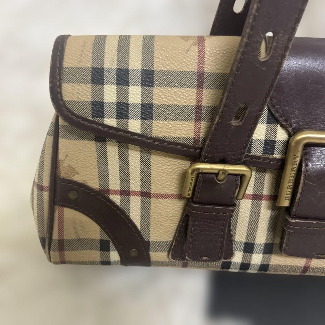 【希少デザイン】バーバリー BURBERRY ミニボストンバッグ ハンドバッグ
