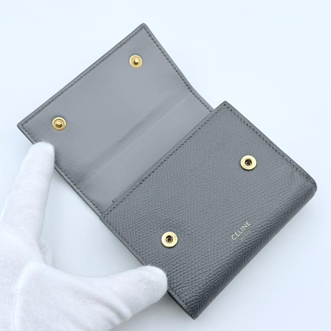 美品 CELINE セリーヌ スモールトリフォールドウォレット 三つ折り グレー