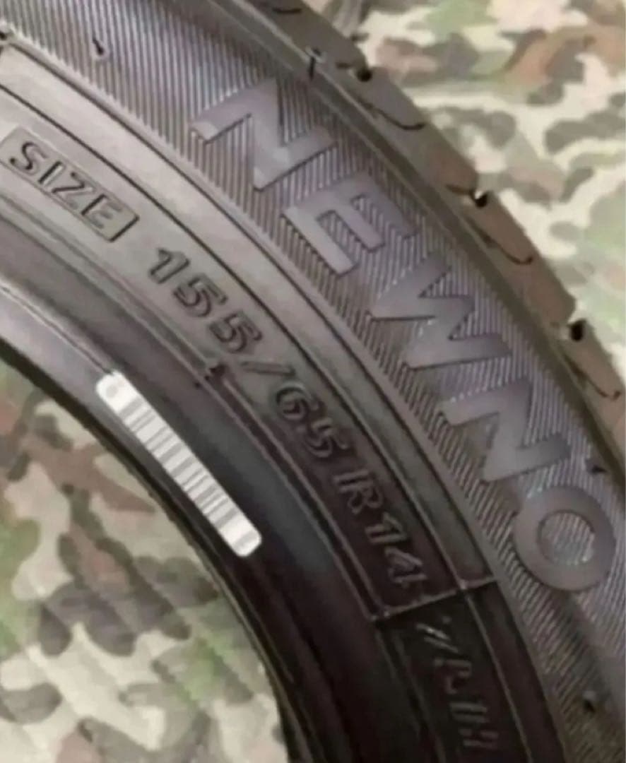 NEWNO 2026年製造155/65R14 新品タイヤ4本とゴムバルブ付