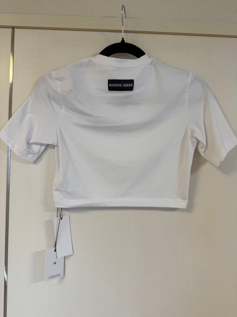 MARINE SERRE ホワイト クロップドTシャツ 新品タグ付き