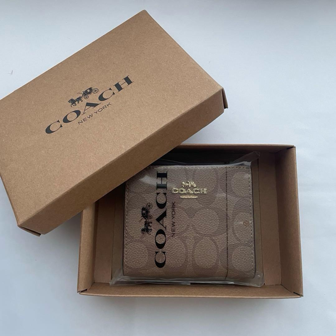 【新品】COACH 二つ折り財布 レディース コンパクトウォレット ブラウン