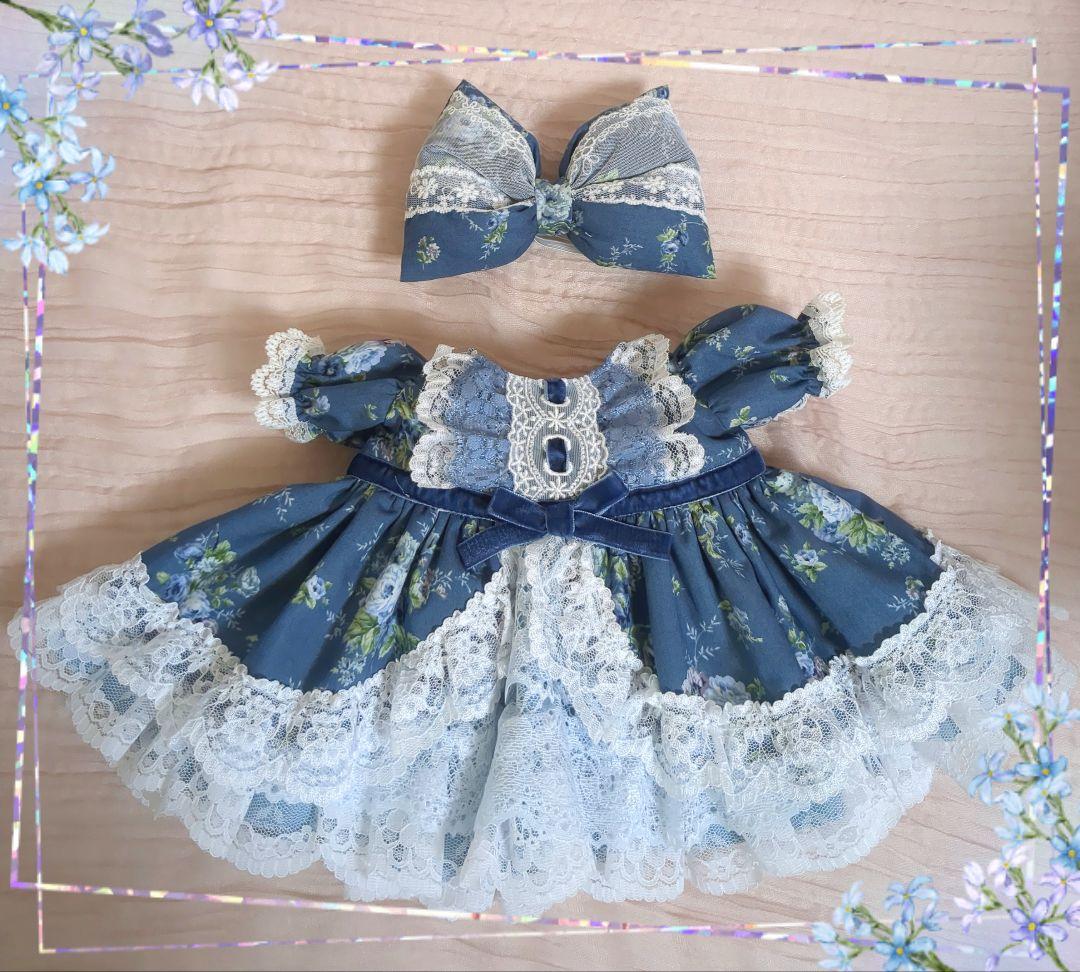 キティちゃんさま専用 【オックスフォードブルーの花柄レースドレス】