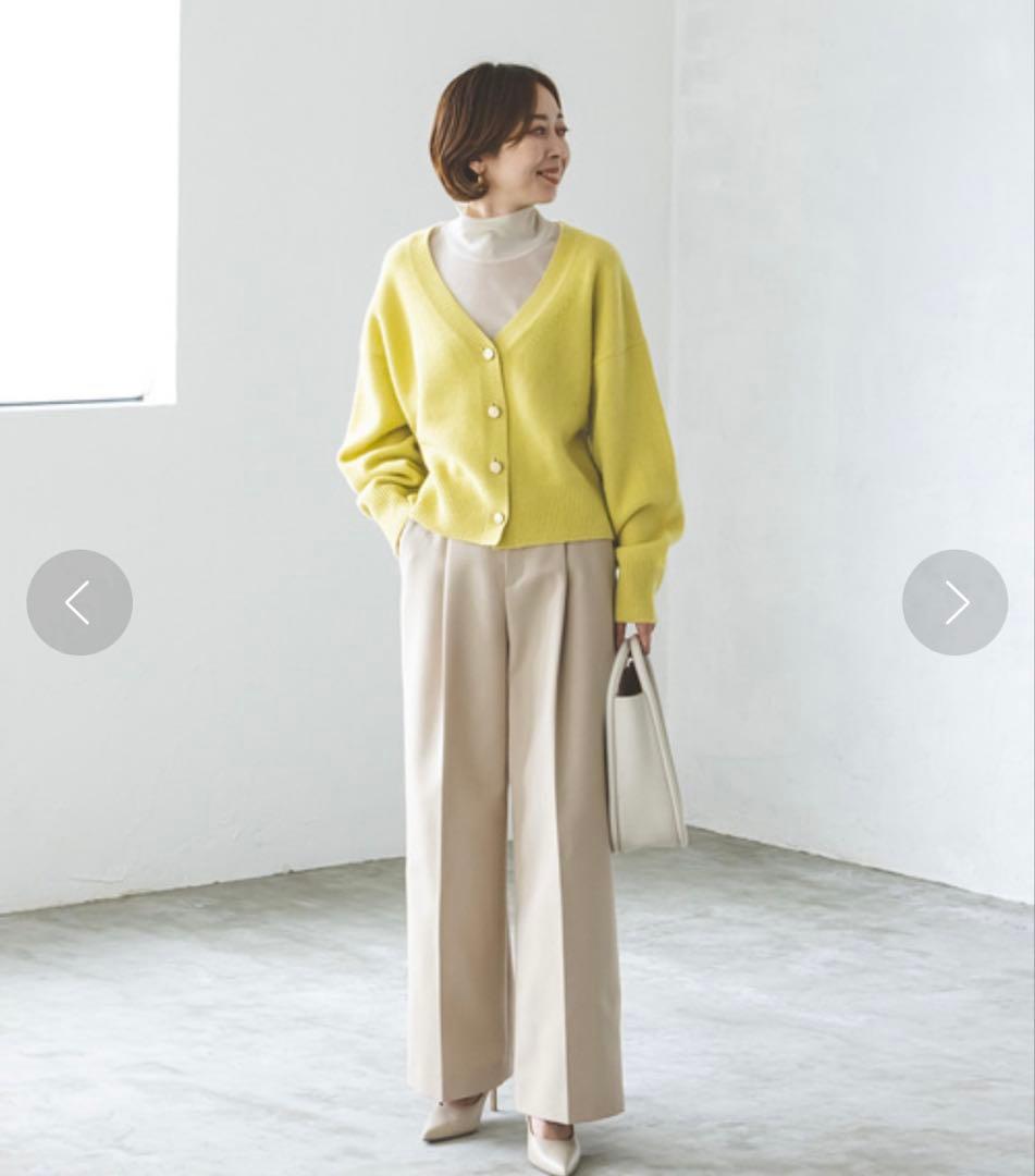 美品　Noble カシミヤ混Vネックパフスリーブカーディガン