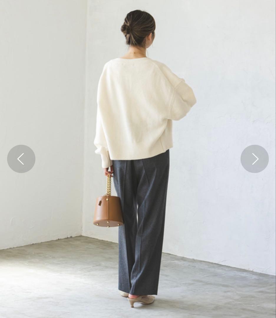 美品　Noble カシミヤ混Vネックパフスリーブカーディガン