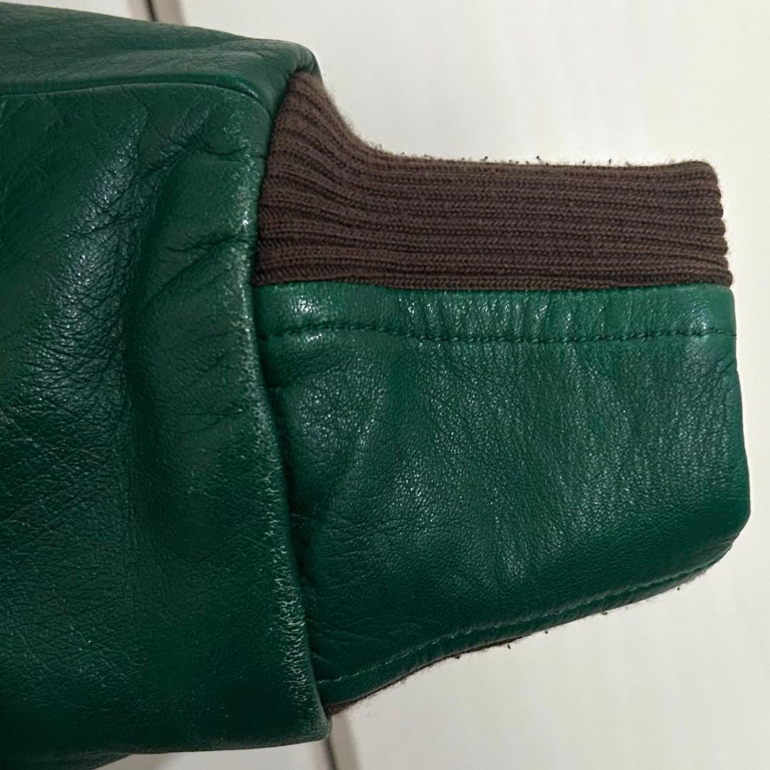 sacai 13AWスタジャン 短丈 ツイード レザー ブルゾン ジャケット 緑