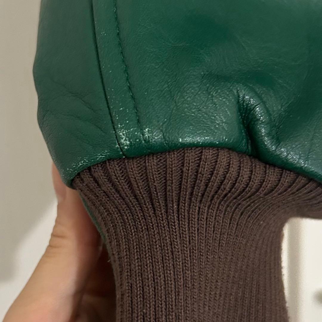 sacai 13AWスタジャン 短丈 ツイード レザー ブルゾン ジャケット 緑